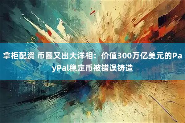 拿柜配资 币圈又出大洋相:价值300万亿美元的PayPal稳定币被错误铸造