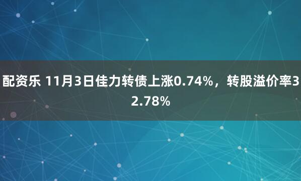 配资乐 11月3日佳力转债上涨0.74%,转股溢价率32.78%